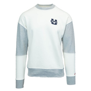 U-State Colorblock White and Gray Fleece-Lined Crew Sweatshirt